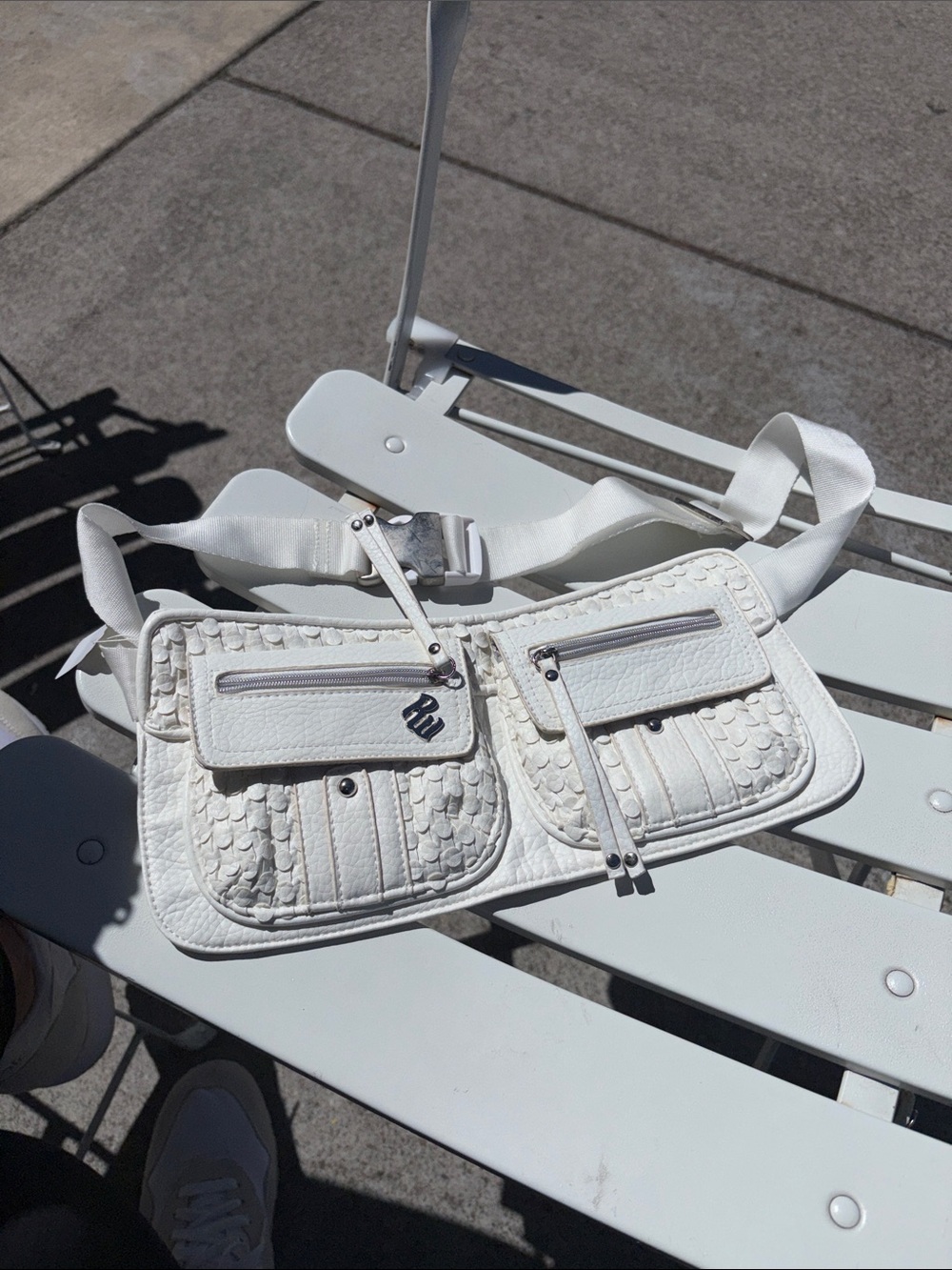 Rocawear White Textured Crossbody Belt Bag